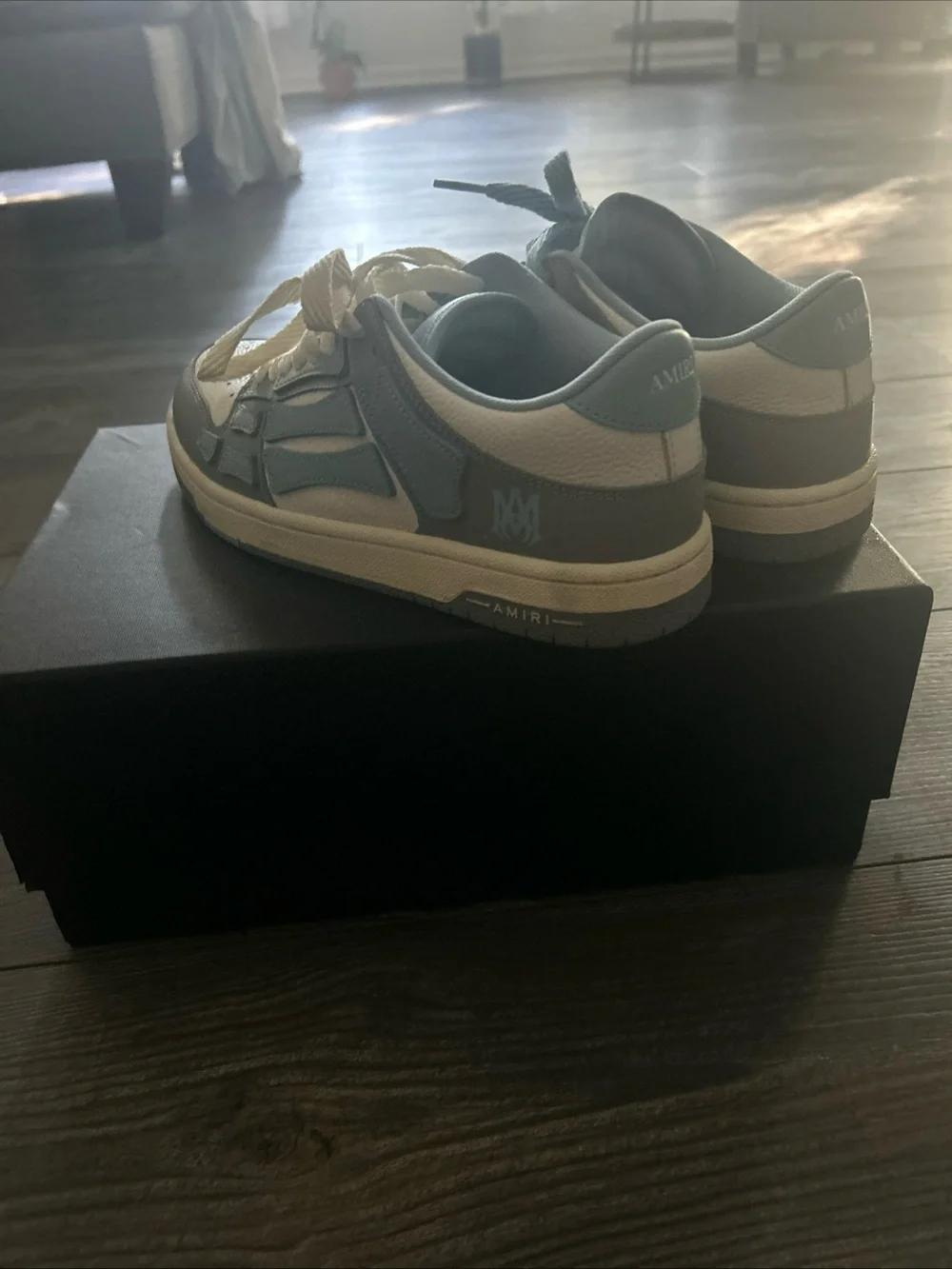 AMIRI Men’s Low-Top Sneakers in Light Blue and White Ocean Sky Color way